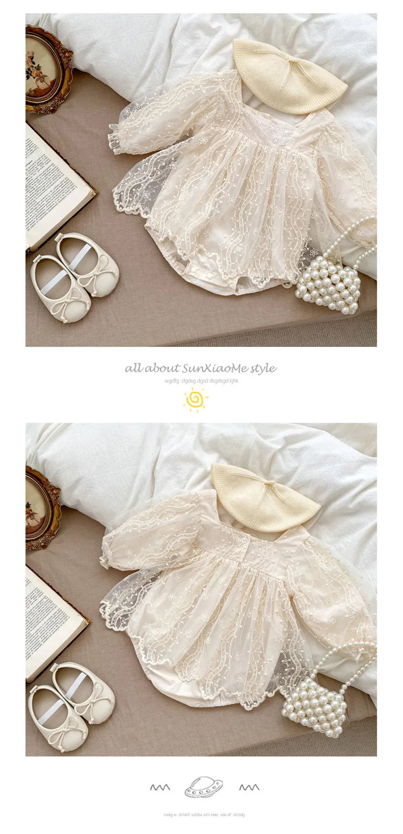 MILANCEL Toddler Baby Girls Lace Bodysuit Mesh False 2pcs Infant Princess Bodysuit Dress Clothing One Piece