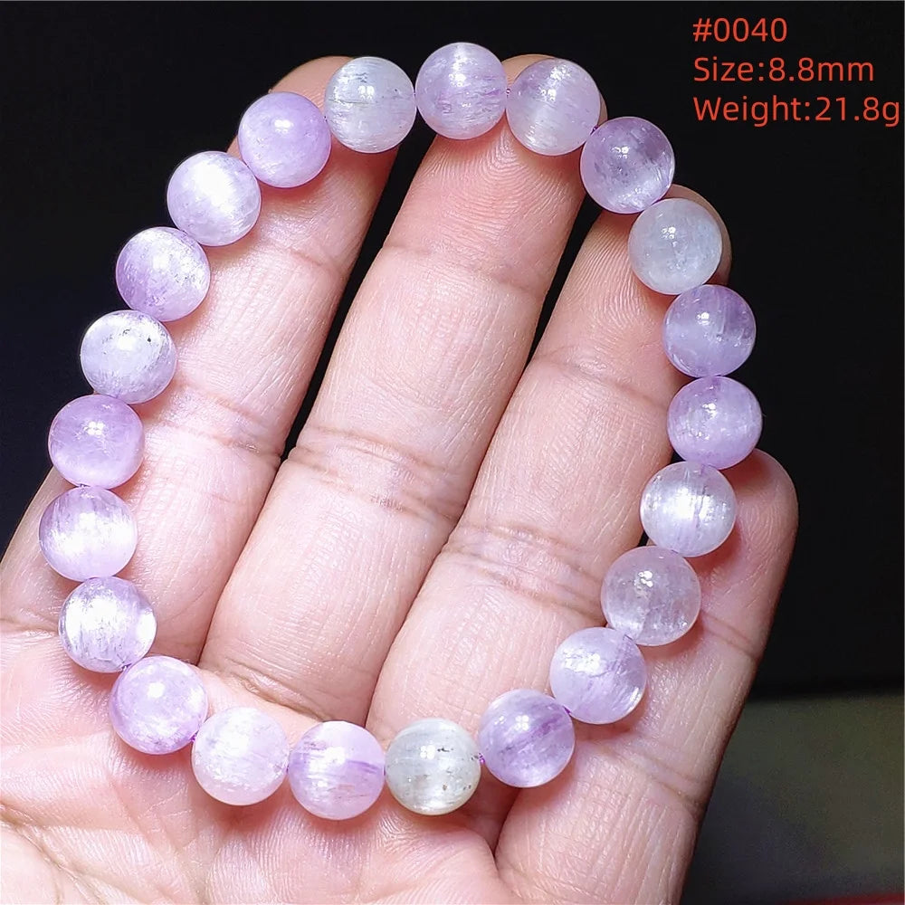 Natural Purple Kunzite Clear Round Beads Bracelet Jewelry Women Men Colorful Kunzite Bracelet Cat Eye Women Men AAAAAA