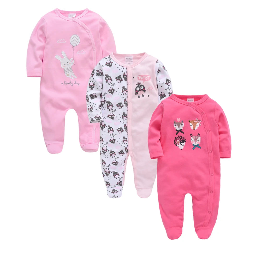 2025 3 pcs/lot Baby Boy Girls Rompers 100% Cotton Long Sleeve Overalls 0-12 Months Cool Print  Newborn Jumpsuit