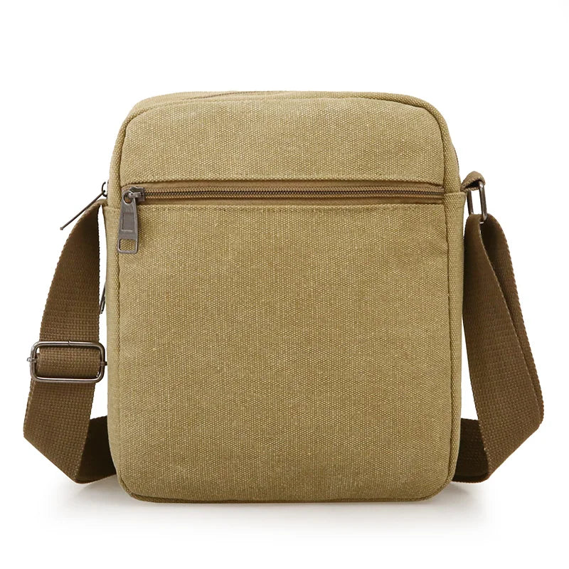 Casual Canvas Shoulder Bag for Men Business Crossbody Small Backpack Soft Handle Zipper Closure Leisure Style Mid-Year New
