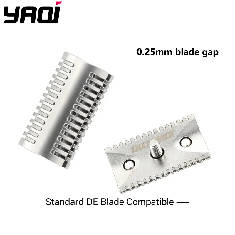 2026 YAQI Matte Chrome Color Mellon Mens Safety Razor Head for Shaving Razors