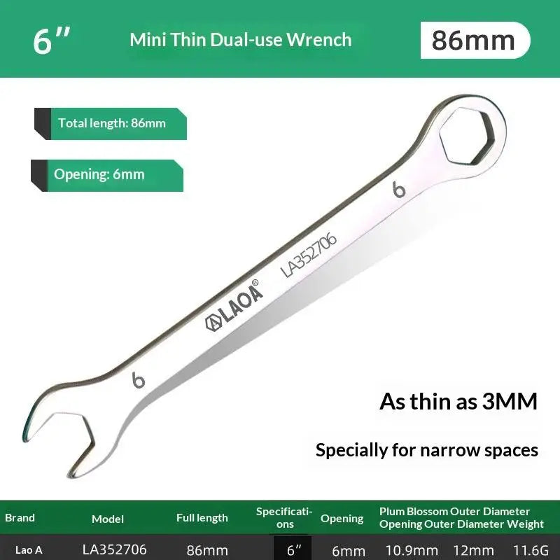 1/8/10Pcs Mini Thin Stainless Steel Double Open-end Wrench 5-11mm Dual-purpose Wrench For Repair Hand Tool Accessory