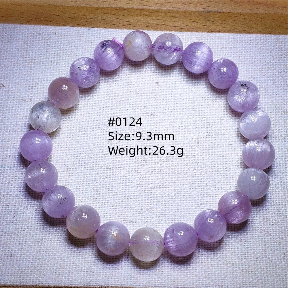 Natural Purple Kunzite Clear Round Beads Bracelet Jewelry Women Men Colorful Kunzite Bracelet Cat Eye Women Men AAAAAA