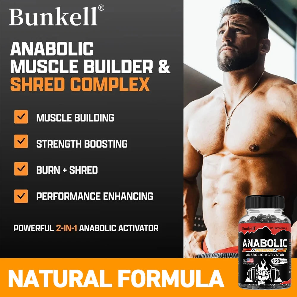 Men’s Muscle Builder Capsules - Lean Muscle Growth, Strength, Endurance & Recovery, Anabolic Activator, 30/60/120 Capsules