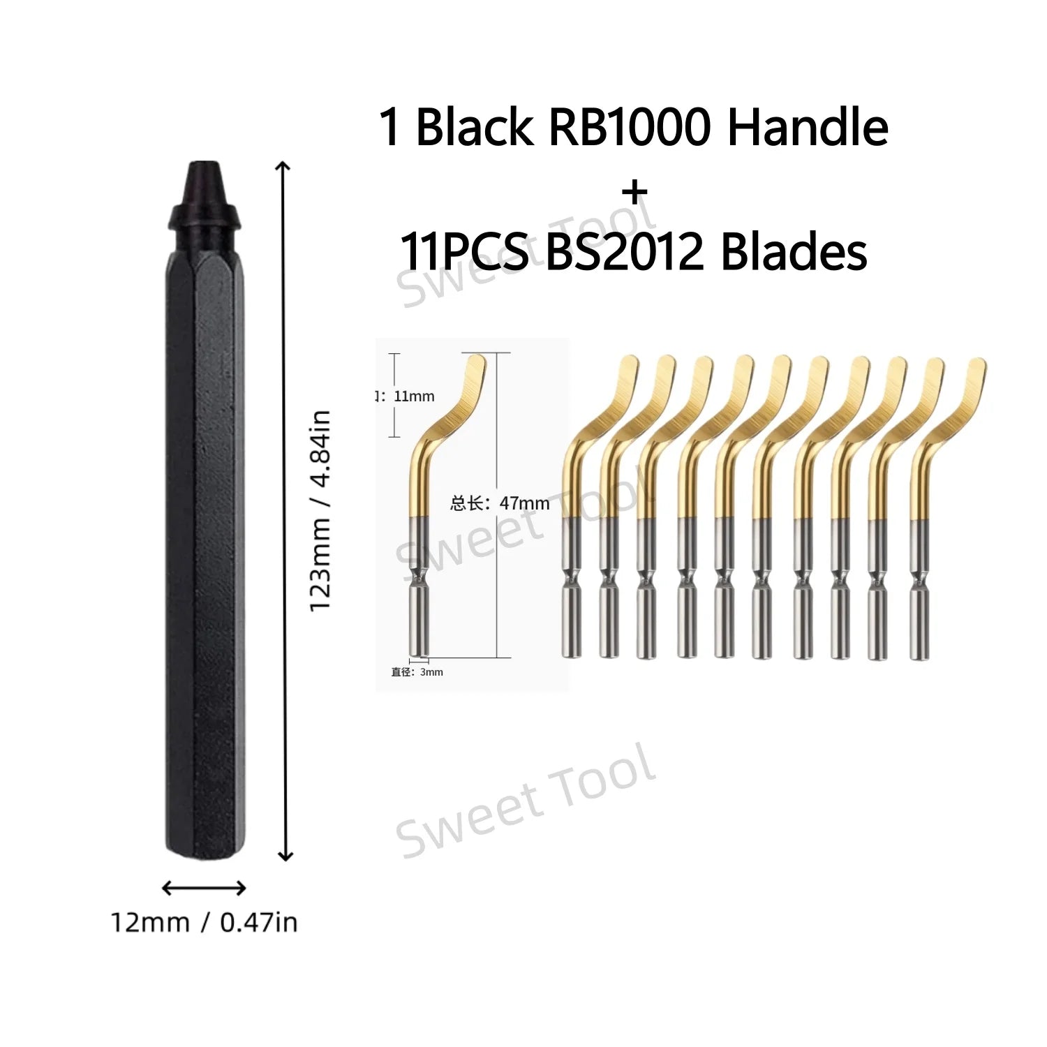 Deburring Tool Set RB1000 Black Metal Handle with 1/10/11 Swivel Blades for Metal PVC Plumbing 3D Printing Plastic Copper Resin