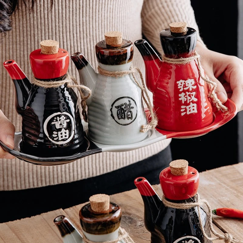 Japanese restaurant ceramic seasoning jar Seasoning jar soy sauce pot bottle mini small tableware