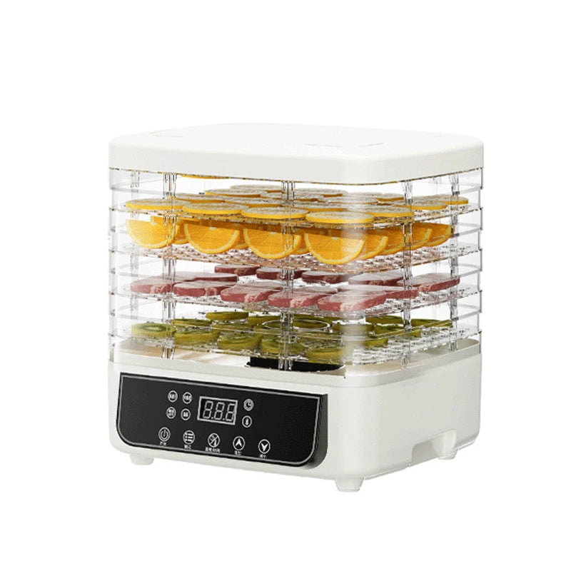 DMWD Dried Food Dehydrator Herb Fruit Vegetable Dehydration Drying Machine Smart Timing 5 Trays Pet Snacks Meat Hot Air Dryer EU