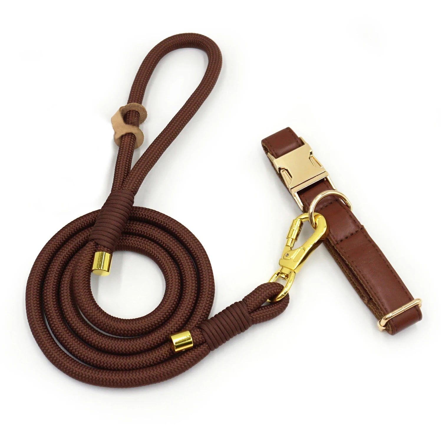 Coffee PU Leather Collar and Leash for Dogs Personalized Dog Collar for Small Medium Large Dogs Adjustable Necklace for Yorkies