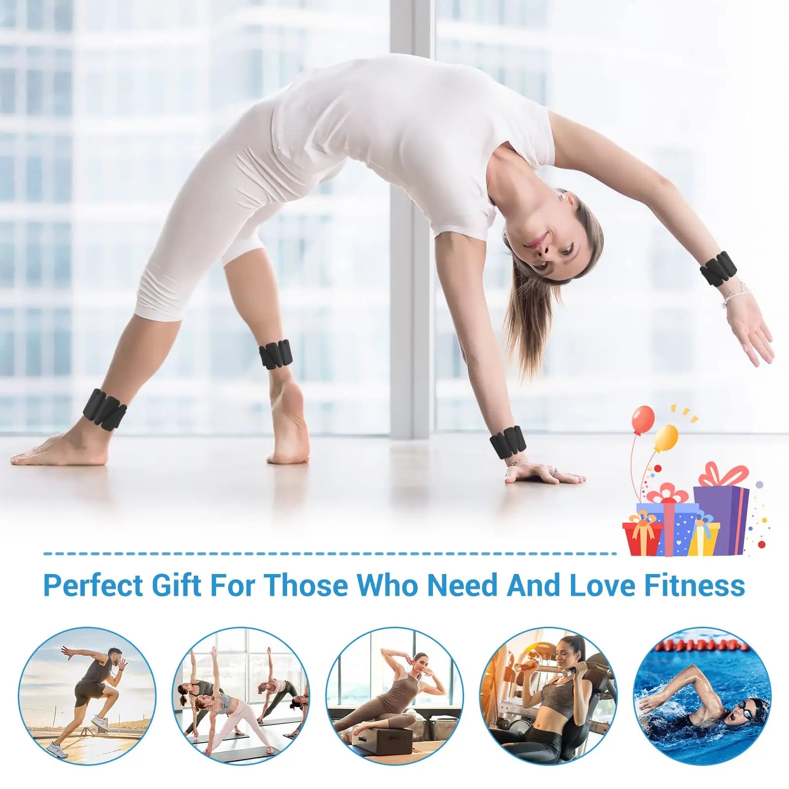 Pilates Weight Bangles Wrist & Ankle Weights for Women les - Set of 2, 1LB/ 2LB Each