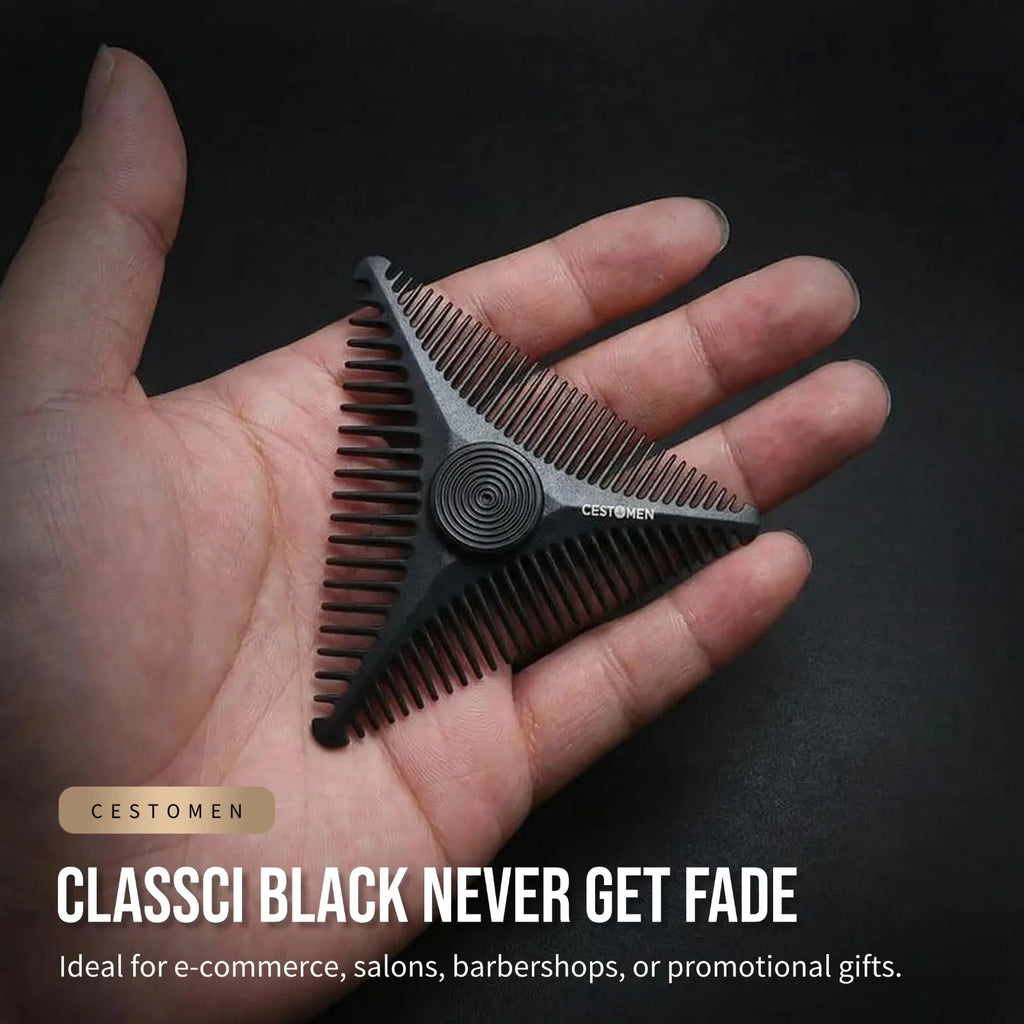 2/4Pc New Triangular Pocket Rotating Combs Fidget Bearing Portable Oil Head Comb For Men Mini Beard Combing Barber Styling Tools