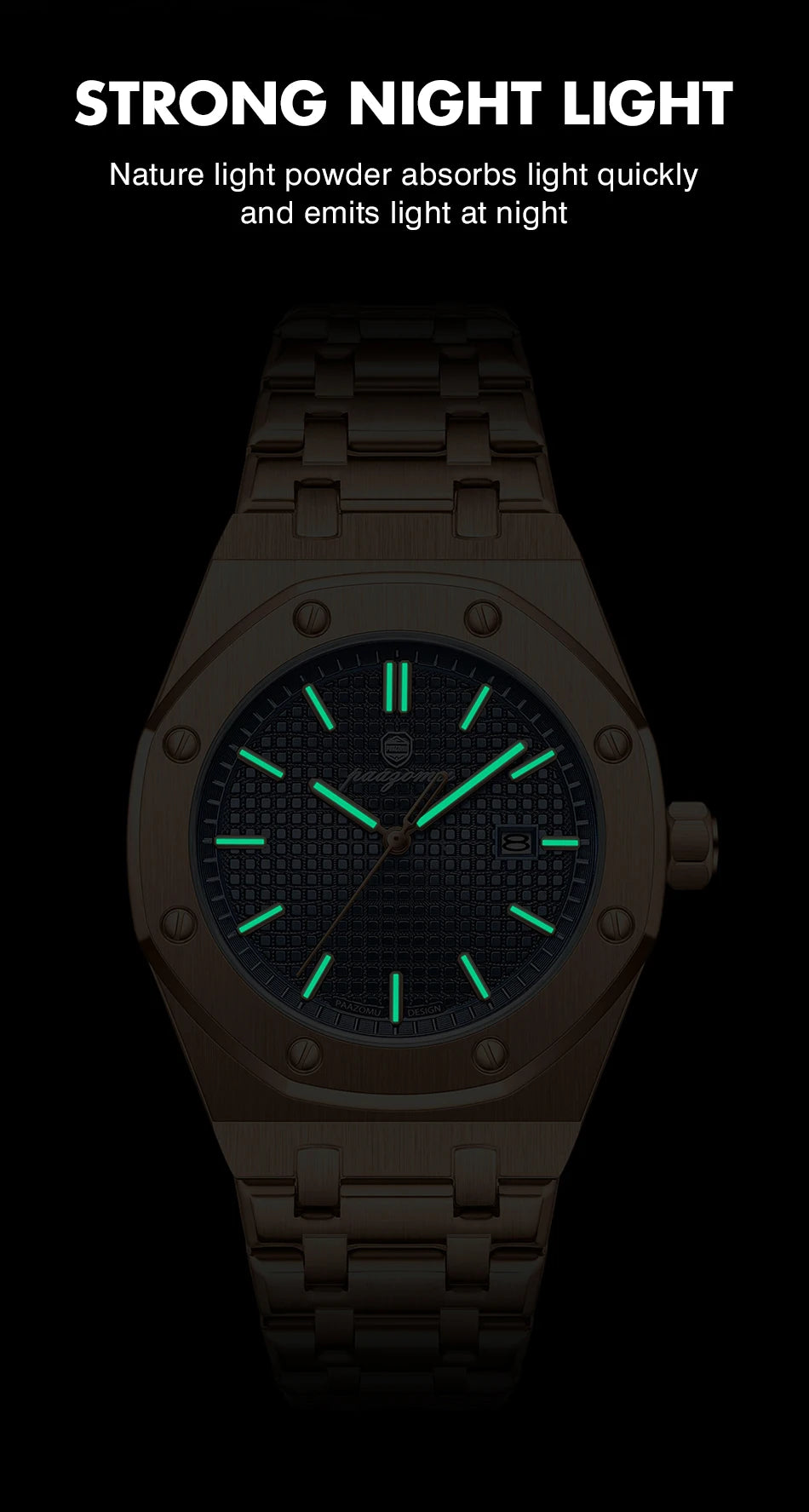 PAAZOMU Luxury Business Man Wristwatch Waterproof Luminous Date Men Watch Stainless Steel Fashion Quartz Watches For Men Reloj