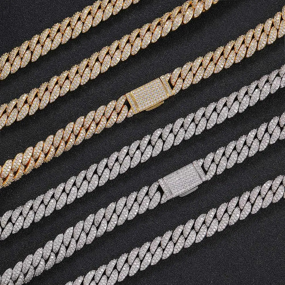 10mm Hip Hop Cubic Zircon CZ Iced Out Bubbles Cuban Link Chain Necklace For Men Women Jewelry Birthday personalized Gift