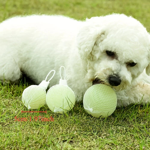 1 Night Light Squeak Dog Ball - Rubber Toy, Interactive Pet Play with Sound, Suitable for Nighttime Entertainment