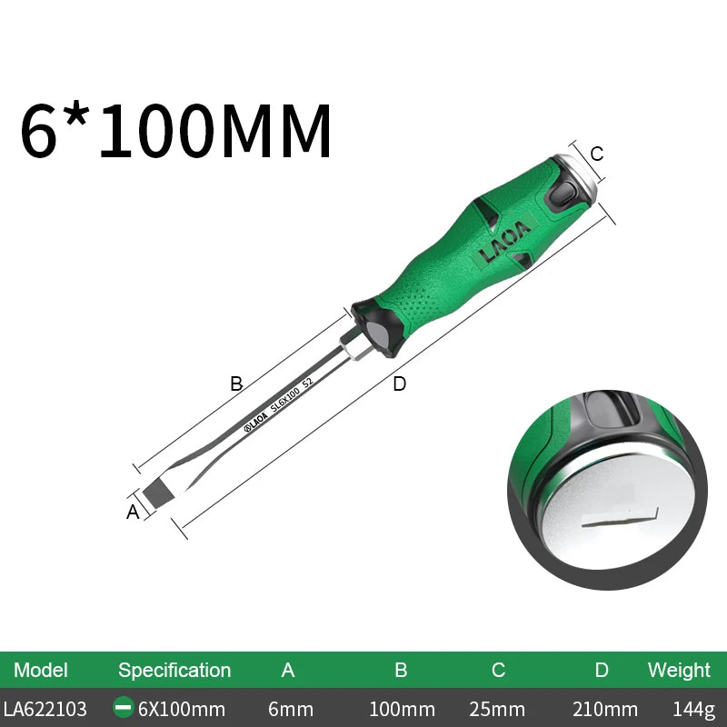1pcs LAOA Magnetic Screwdriver Phillips Slotted Screwdrivers Set Hardness 58HRC Alloy Steel with Tap Knock Function