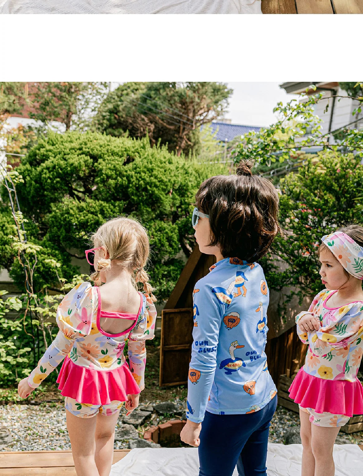 Swimming Suit for Girls Boys Cute Printed Long Sleeve Trousers Beach Swimwear for Kids Quick-dry Swimdress