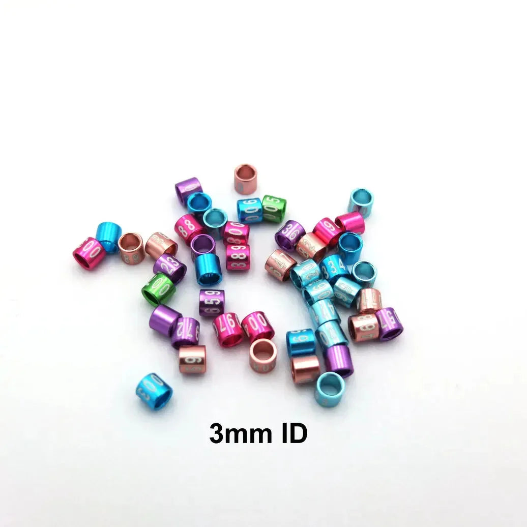 50PCS Randomly Numbered Aluminum Closed Bird Leg Bands in Assorted Colors - Ideal for Bird Identification and Tracking