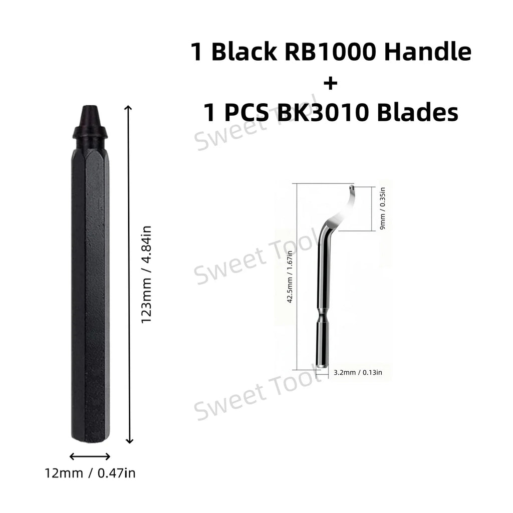 Deburring Tool Set RB1000 Black Metal Handle with 1/10/11 Swivel Blades for Metal PVC Plumbing 3D Printing Plastic Copper Resin