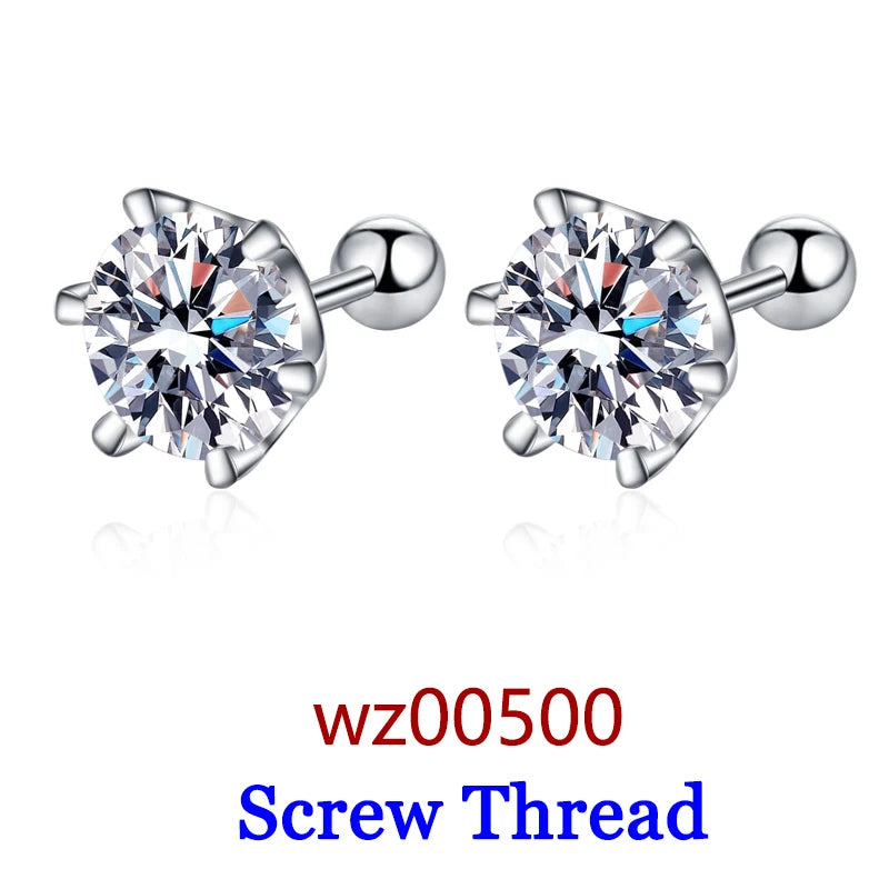 Premium 0.5-2ct Moissanite Diamond Stud Earrings for Women Orginal 925 Sterling Silver Screw Back Women Moissanite Earring 2026