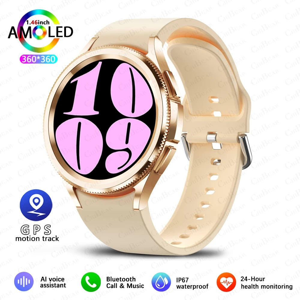 2025 New Watch 6 Smart Watch Men 1.46 inch GPS Sports Fitness Tracker Custom Dial Clock Heart Rate BT Calling SmartWatch Women