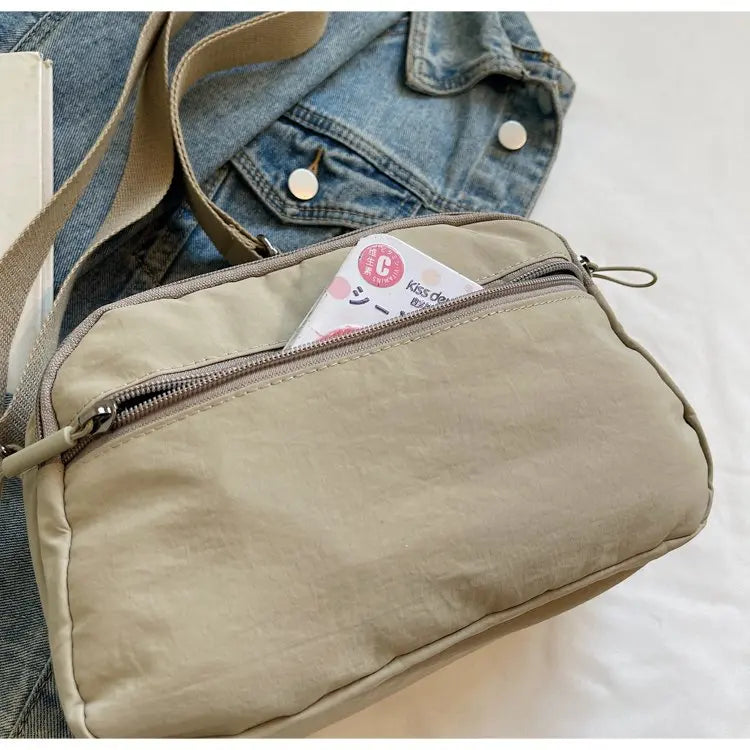 New 2025 Multi-Layer Casual Women's Crossbody Bag Portable Multi-Pocket Lightweight Waterproof Nylon Bag Soft Square Bag