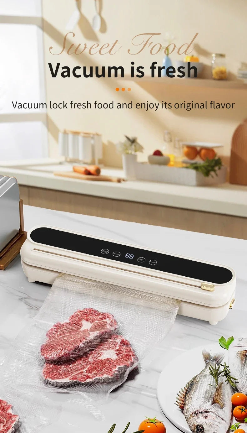 Electric Vacuum Sealer Food Storage Seal Touch Button Dry/Wet Built-in Cutter Kitchen Food Sealing Vacuum packaging machine