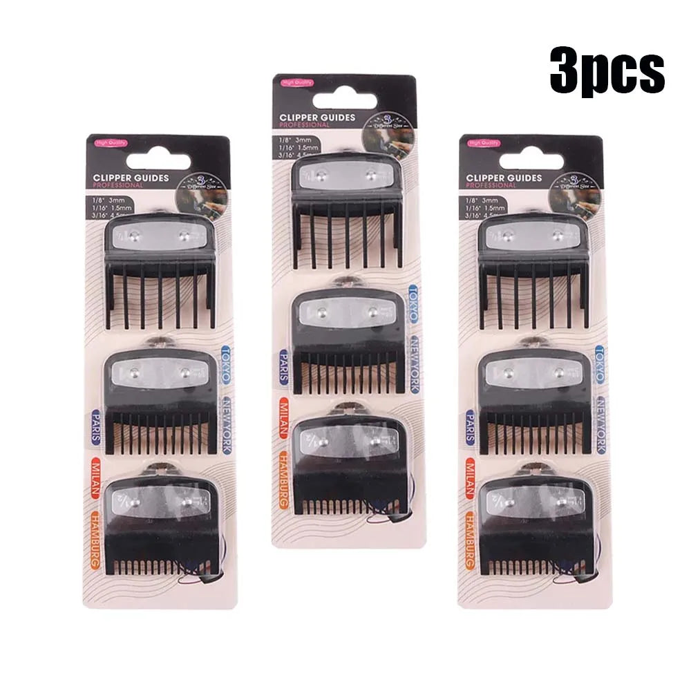 Black limit comb set Hair Clipper Guards Guide Combs Trimmer Cutting Guides Styling Tools Attachment Compatible 1.5mm 3mm 4.5mm