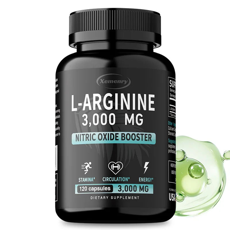L-Arginine 3000mg - Contains Amino Acids, Supports Blood Flow and Heart Function, Promotes Muscle Growth, Boosts Energy
