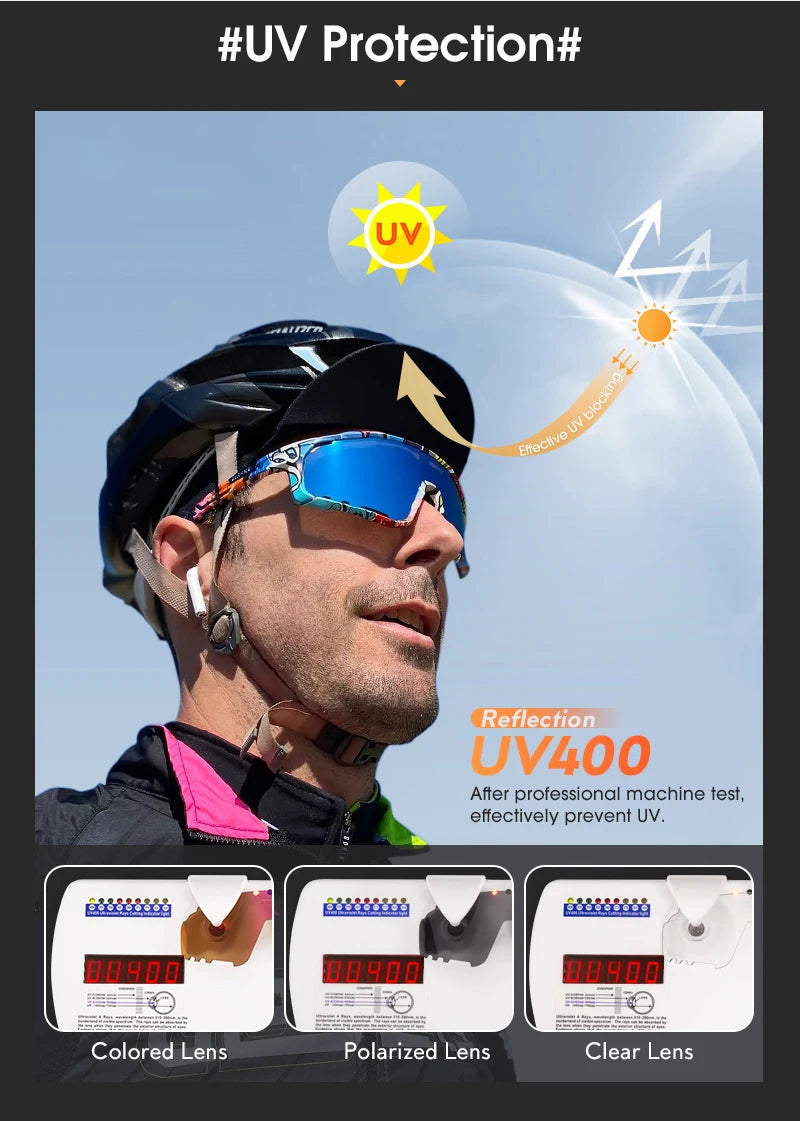 Kapvoe UV400 Racing Bike Glasses Eyewear MTB Cycling Sunglasses Cycling Glasses  Polarized Men's Sunglasses Women Sport Goggles