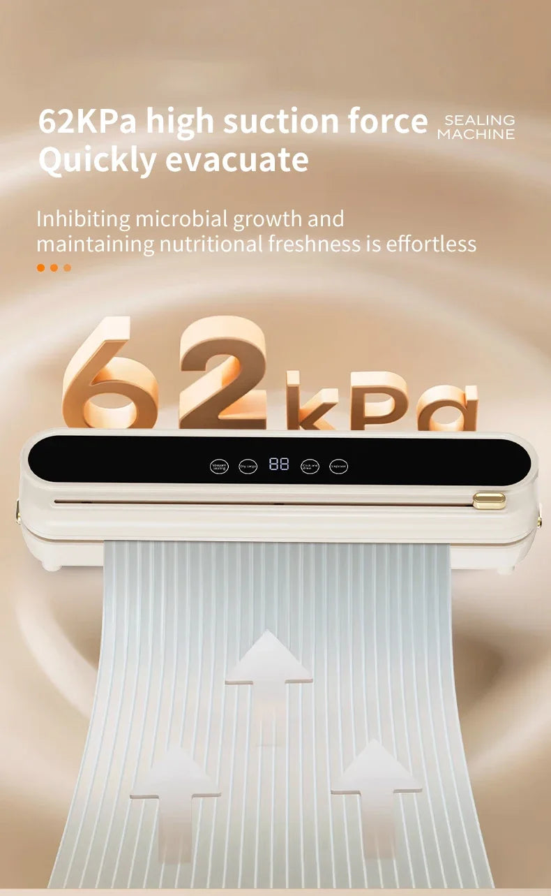 Electric Vacuum Sealer Food Storage Seal Touch Button Dry/Wet Built-in Cutter Kitchen Food Sealing Vacuum packaging machine
