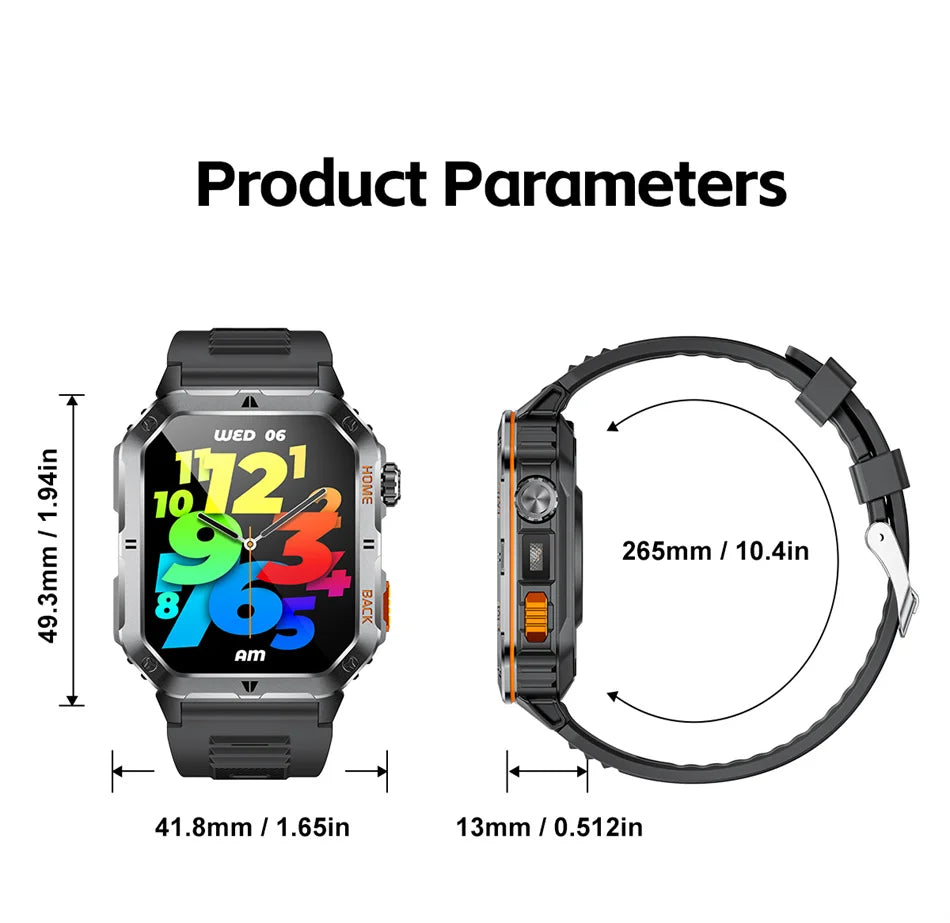 2025 New Smart Watch Men 1000mAh Ultra Large Battery 3ATM Professional Waterproof 2.01" HD Display Outdoor GPS Sports Smartwatch