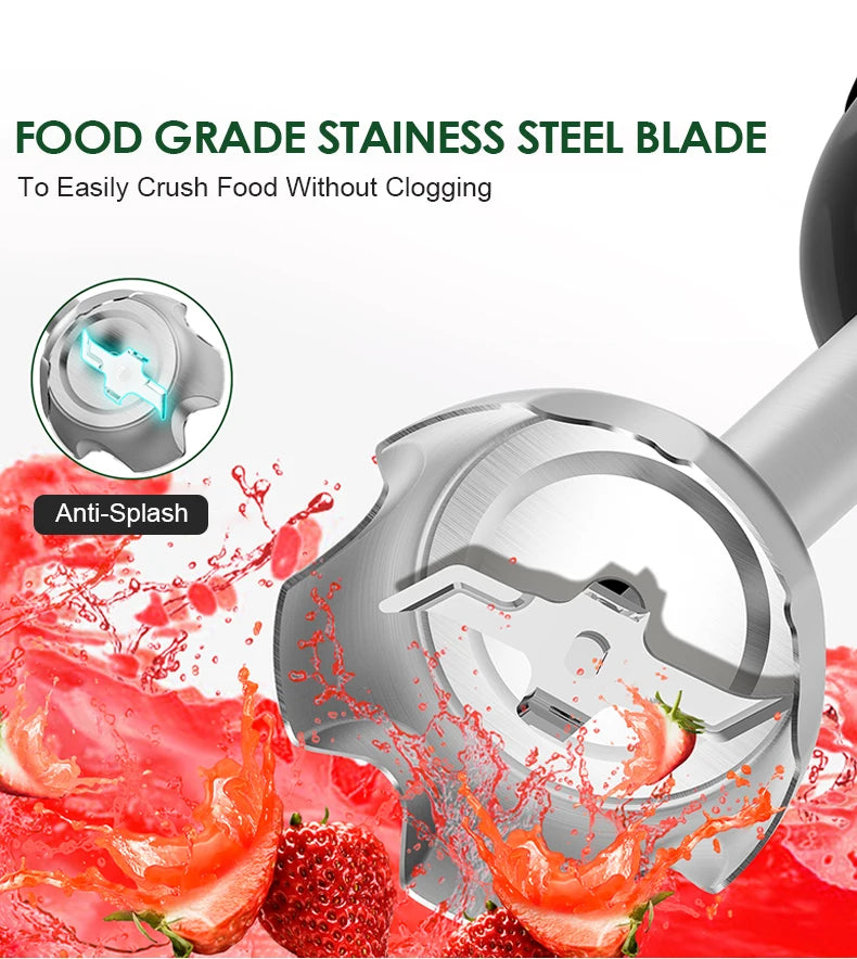 Wancle Electric Immersion Hand Blender Mixer 1000W 5 in 1 Powerful Kitchen Blender for Egg Whisk Meat Grinder Food Processor