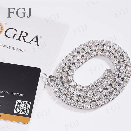100% Real Moissanite Tennis Necklace for Woman Men Wedding Jewelry With GRA 925 Sterling Silver Plated 18K White Gold Necklace