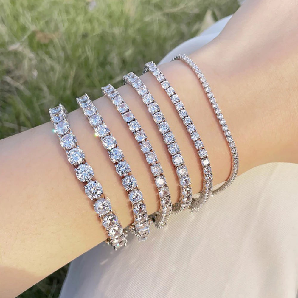 Serenity 10mm D Color Big Moissanite Tennis Bracelet for Women Men 100% S925 Sterling Silver Hand Chain Plated 18K Bracelet GRA