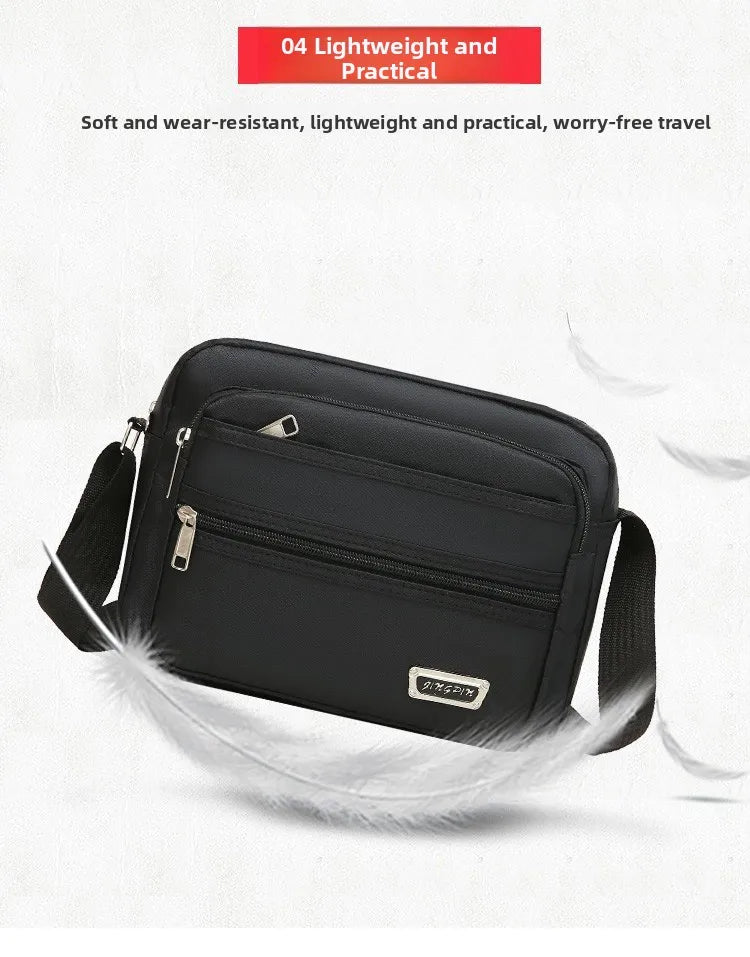 Casual Unisex Crossbody Bag Large Capacity Multi-layer Business Handling Bag Soft Nylon Material Zipper Closure Leisure Trave...