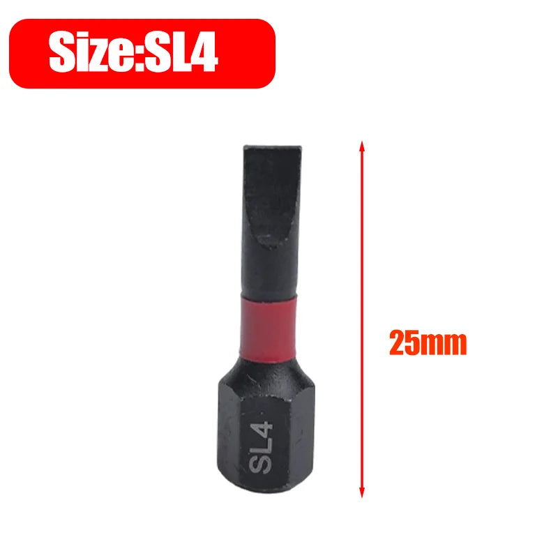 Slotted crewdriver Bit Hex Shank Magnetic Flat Head Bits 1/4" S2 Steel Screw Driver Bit for Power Tools SL3/SL4/SL5/SL6/SL7