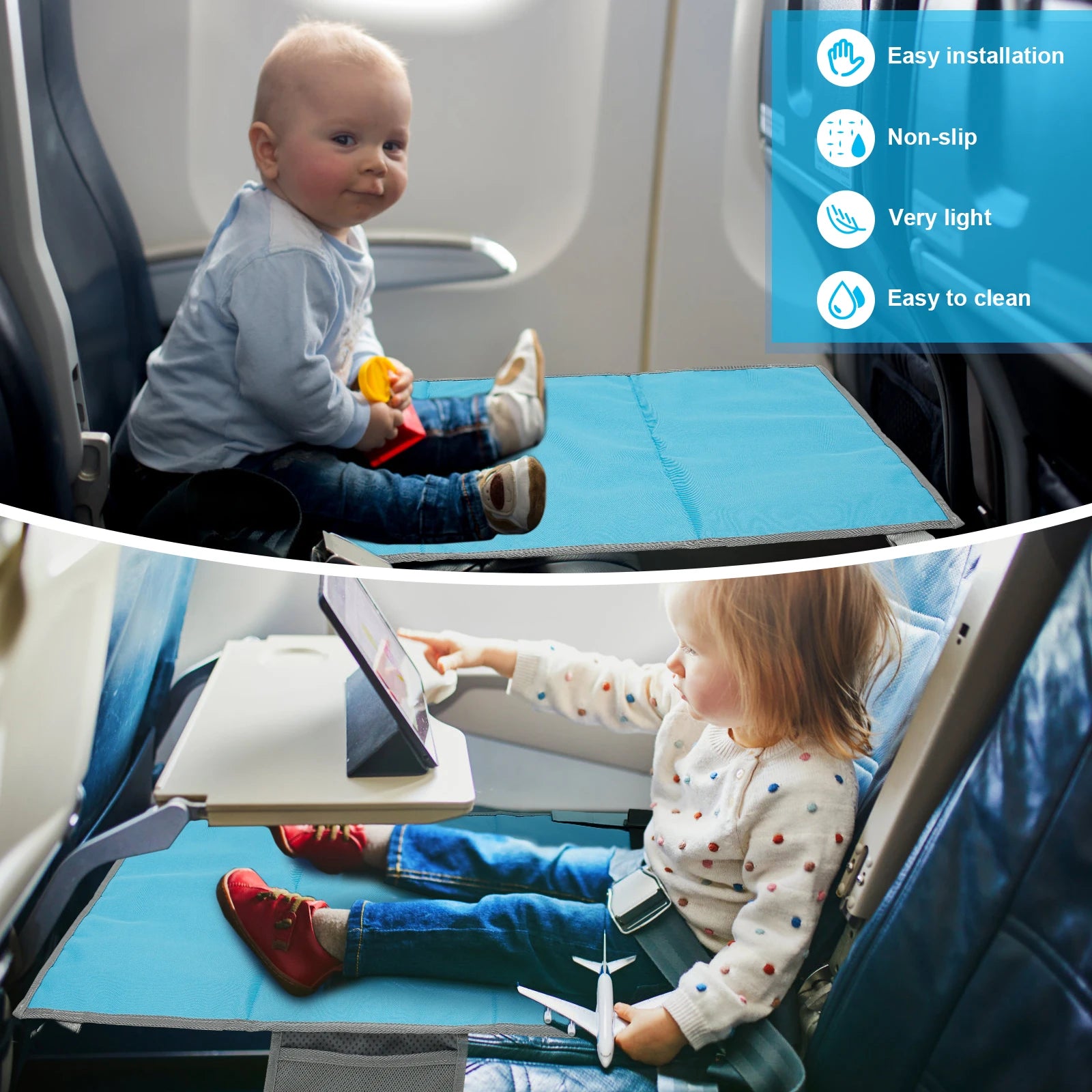 Toddler Airplane Bed, Kids Airplane Seat Extender Travel Bed, Kids Airplane Travel Essentials, Baby Portable Plane Bed Foot Rest