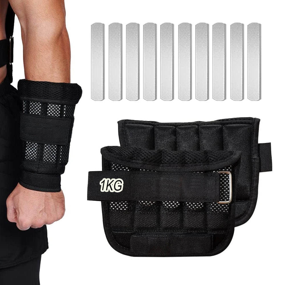 1Pair Adjustable Wrist Ankle Weights, Removable Arm & Leg Weight for Men & Women, Fitness, Strength Training, Running, Walking