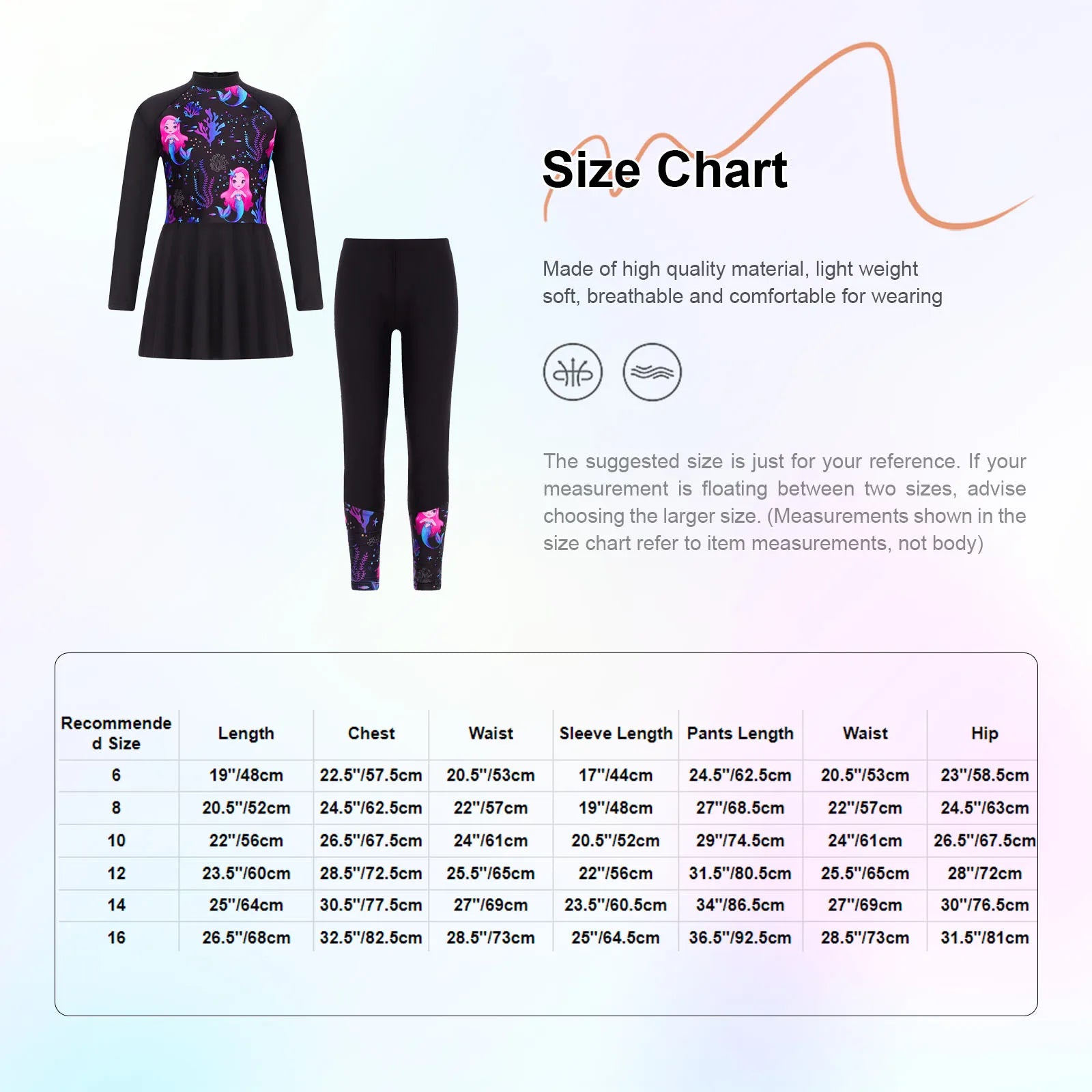 Girls Swimsuits 2 Piece Rash Guard Set UPF 50 Sun Protection Long Sleeve Swim Dress with Leggings Kids Full Body Cover Beachwear