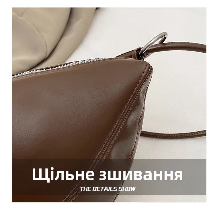 Summer New Style Large Capacity Dumpling Shaped Crossbody Bag for Women Soft PU Leather Zipper Closure Korean Style Casual Bag