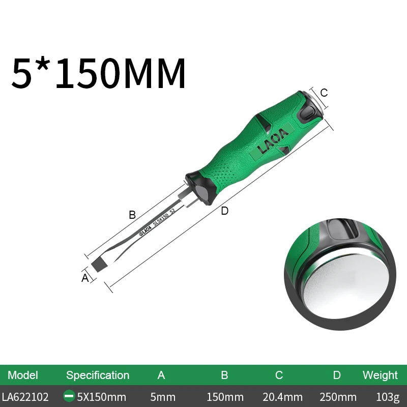 1pcs LAOA Magnetic Screwdriver Phillips Slotted Screwdrivers Set Hardness 58HRC Alloy Steel with Tap Knock Function