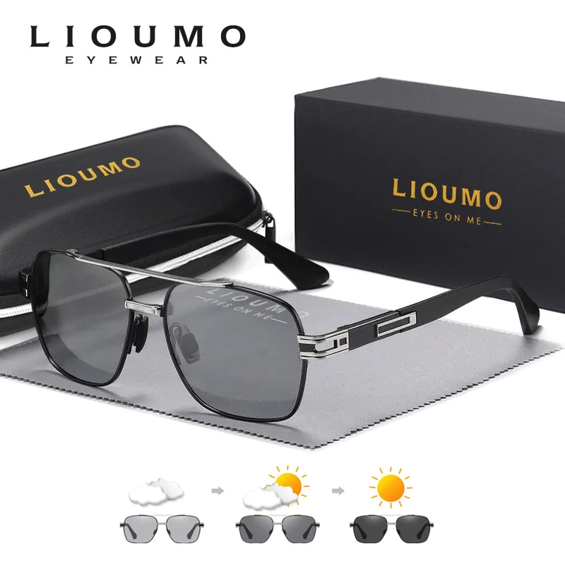 LIOUMO Top Quality Men's Sunglasses Polarized Photochromic Driving Glasses Women Fashion Chameleon Goggles Anti-Glare zonnebril