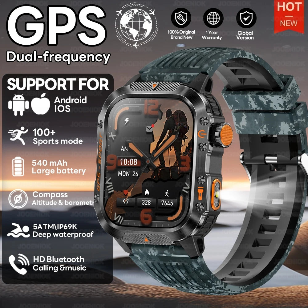 2025 New Dual-Frequency Satellite GPS Sports Smart Watch Compass Barometer Bluetooth Call 10ATM Waterproof Swim Smart Bracelet