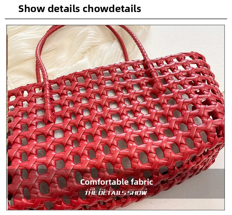 Hollow out Woven Beach Vacation Shoulder Backpack Women's Bag Casual Simple Style Double Strap Handbag for Daily Use