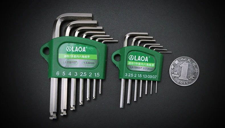 LAOA Mini 7-piece allen wrench hexagonal hexagonal screwdriver set 0.7/0.9/1.3/1.5/2/2.5/ 3mm wrench Allen key