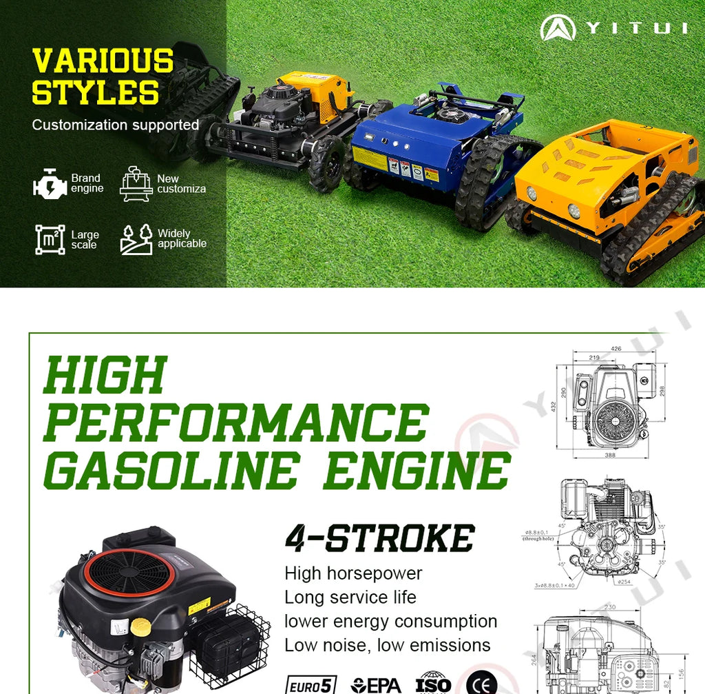 Personalized Customized Ce Epa All Terrain Lawn Mowing Robot With Rubber Tracks And Multi Functional Remote Control