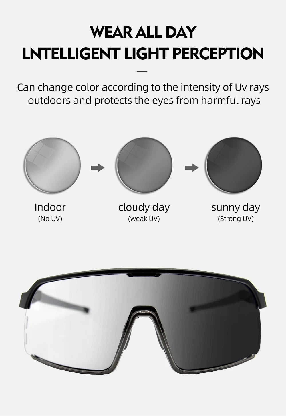 ThinkRider Bike Photochromic Cycling Glasses Bicycle Glasses Sports Men's Sunglasses MTB Road Cycling Eyewear Protection Goggles