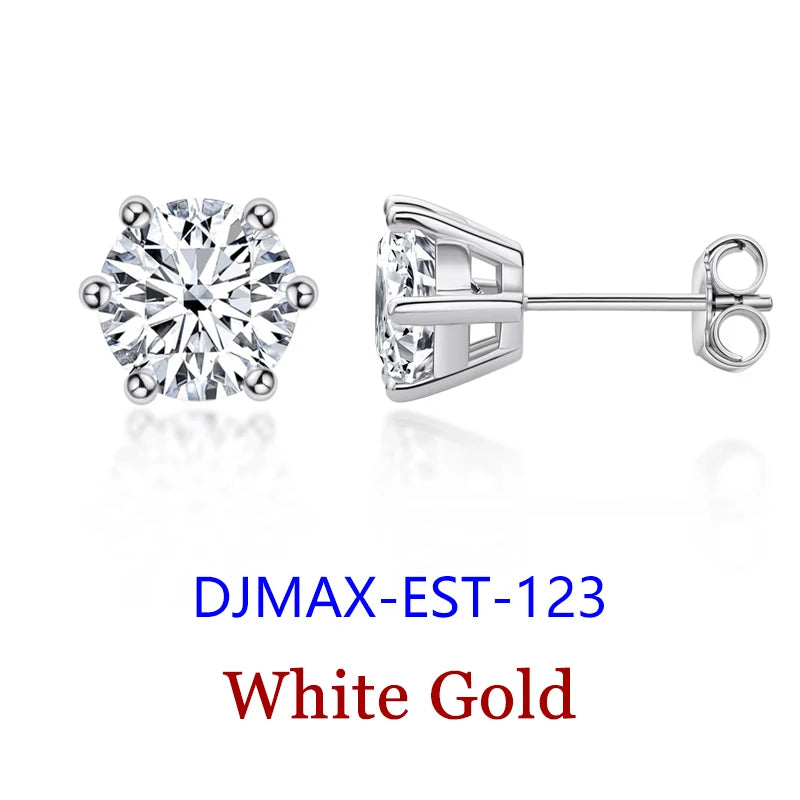 Premium 0.5-2ct Moissanite Diamond Stud Earrings for Women Orginal 925 Sterling Silver Screw Back Women Moissanite Earring 2026
