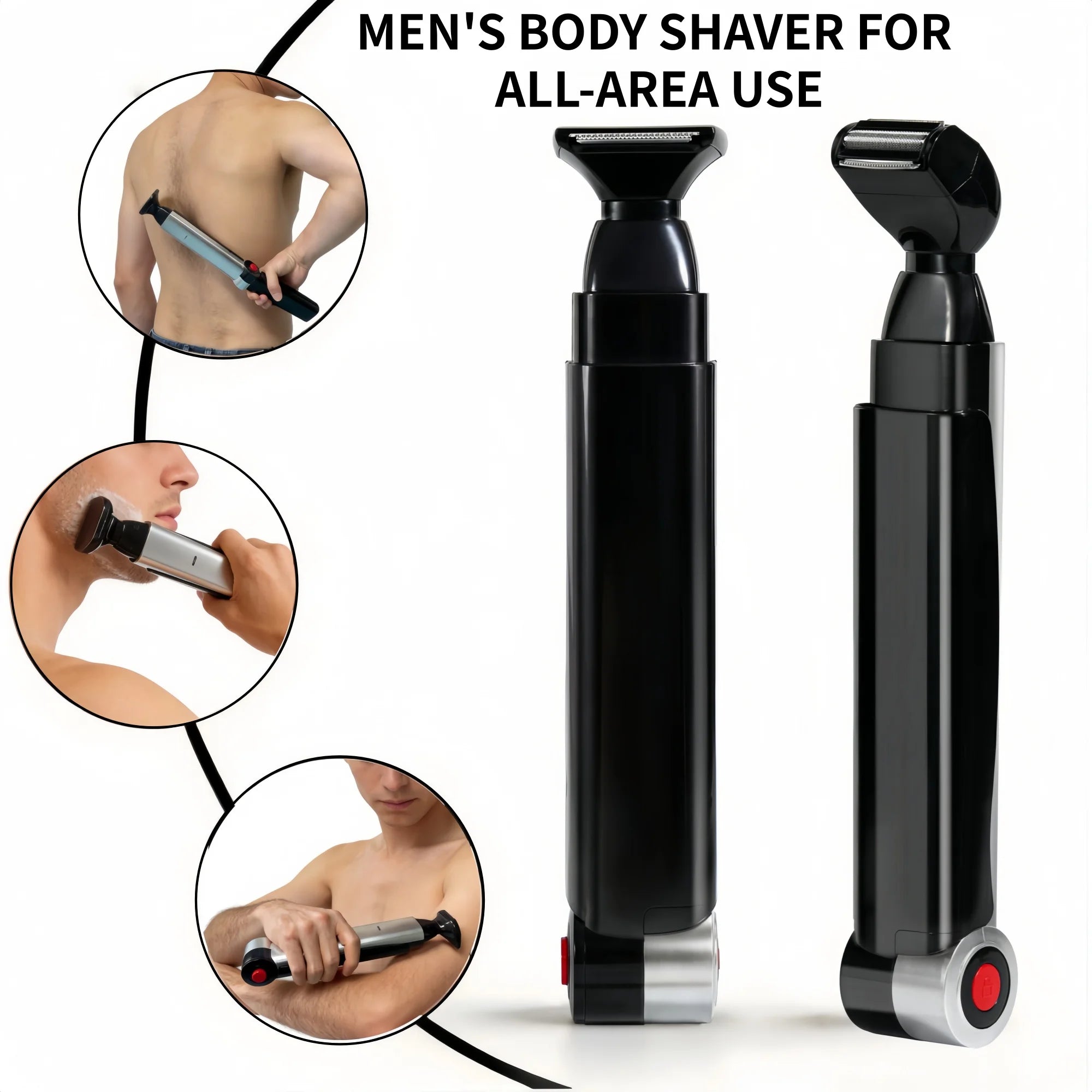 Men Shaving 180 Degrees Foldable Electric Back Hair Shaver Long handle men back shaver 2 In 1 Facial Hair Trimmer Razor