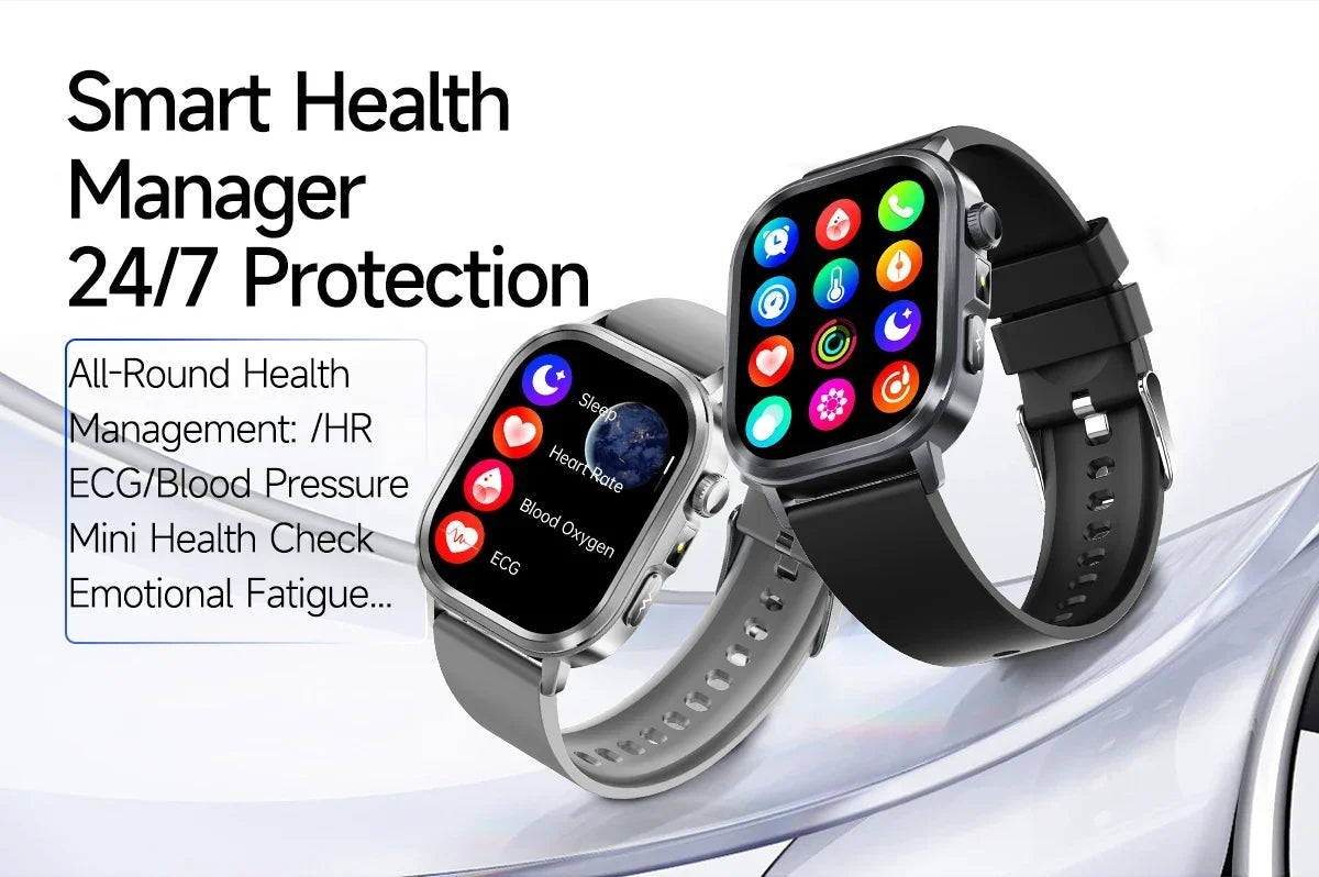 New Accurate Blood Pressure Smart Watch Uric Acid ECG+PPG Blood Oxygen Body Analysis Body Fat LED Flashlight smart watches 2025