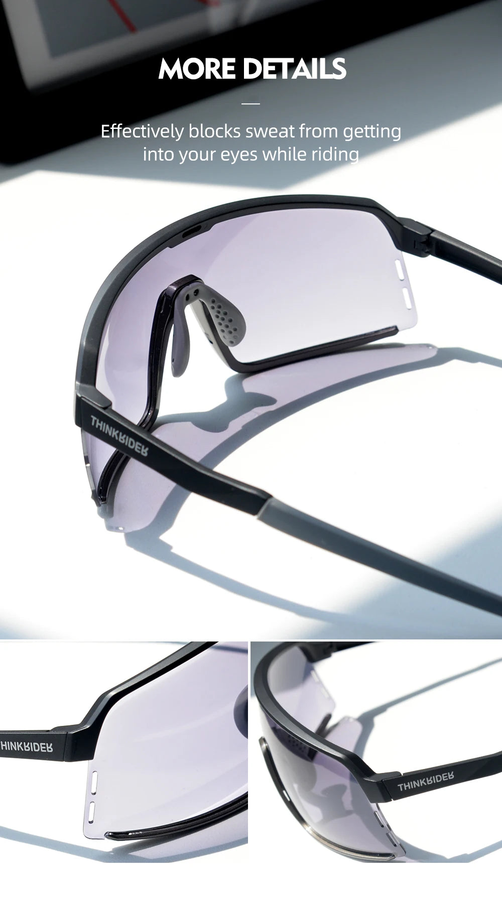 ThinkRider Bike Photochromic Cycling Glasses Bicycle Glasses Sports Men's Sunglasses MTB Road Cycling Eyewear Protection Goggles